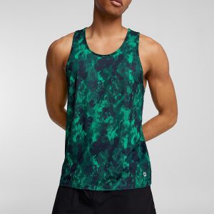 Low armhole micro-perforated printed tank top