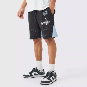 Relaxed Fit Paint Splatter Gusset Short