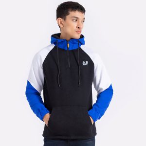 Large Scale Varsity Hoodie Blue and Black Boxy Fit