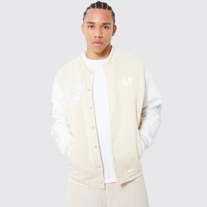 Relaxed Fit College Jersey Varsity Jacket