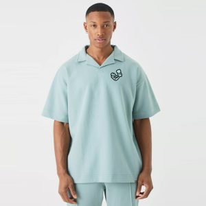 Oversized Man Heavy Interlock Revere Polo