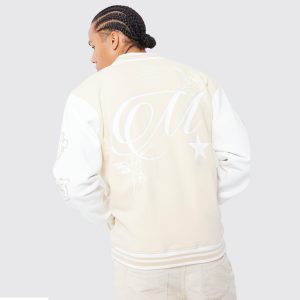 Relaxed Fit College Jersey Varsity Jacket