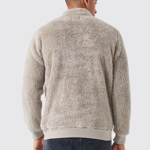 Borg Funnel Neck Man Embroidery Sweatshirt