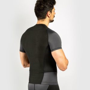 Rash Guard Fit Compression Shirt Grey Black