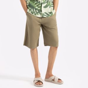 Relaxed Fit Cargo Shorts with Washed Camo and Fixed Waist