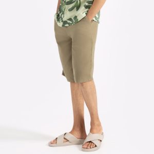 Relaxed Fit Cargo Shorts with Washed Camo and Fixed Waist