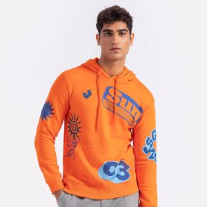 Oversized Varsity Hoodie Trendy Blue and Orange Design