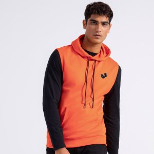 Black and Orange Varsity Hoodie Modern Oversized Design