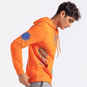 Oversized Varsity Hoodie Trendy Blue and Orange Design